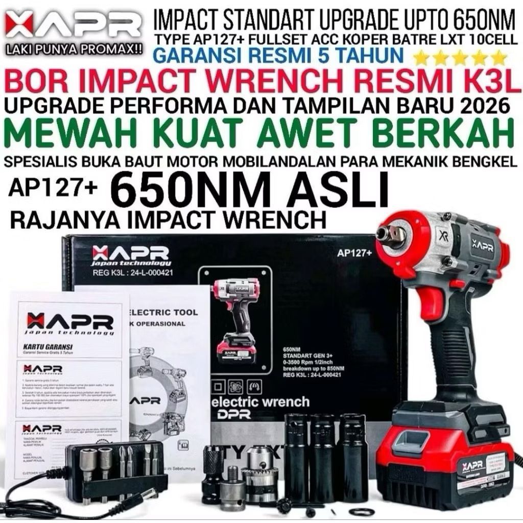 APR AP127+ IMPACT WRENCH GARANSI RESMI 5THN 650NM APR JAPAN MODEL DEWALT ORIGINAL MESIN PENGAMBANG B