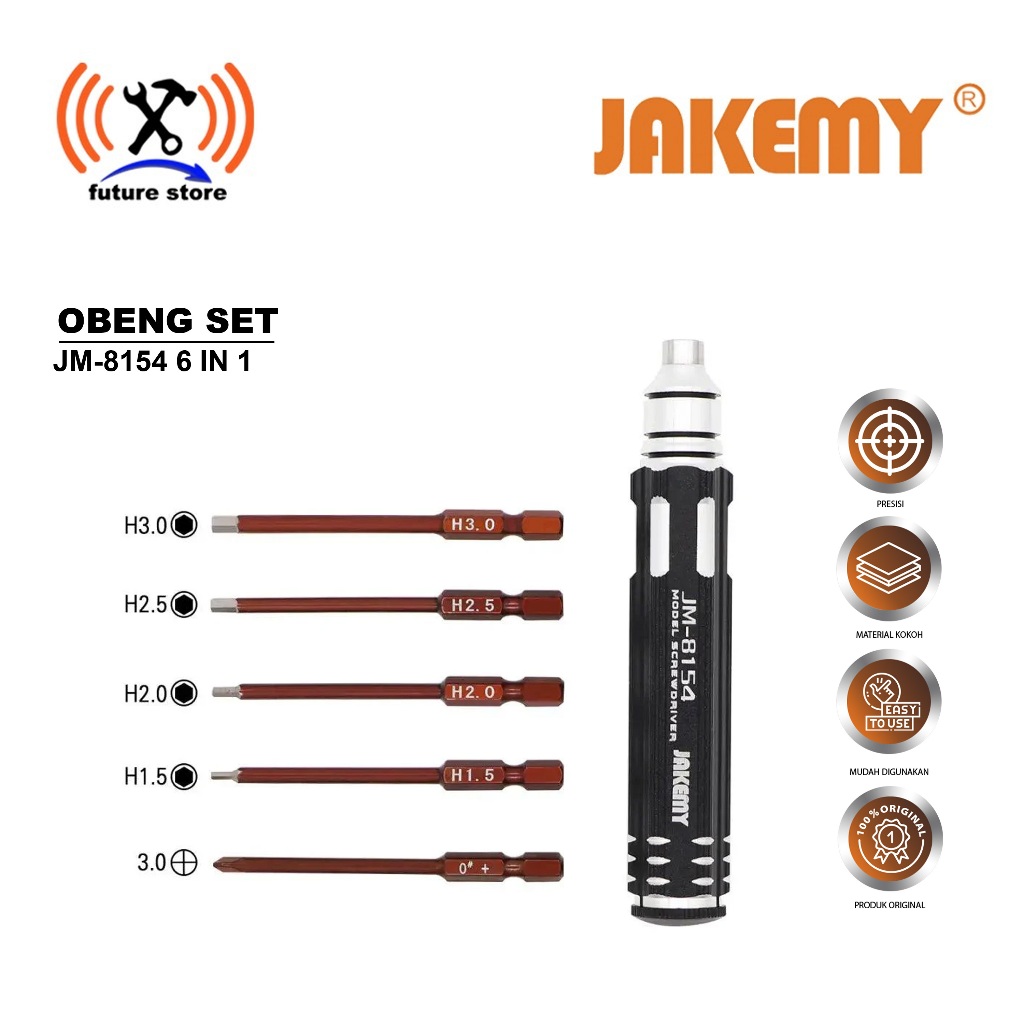 JAKEMY JM-8154 OBENG SET 6 IN 1 TOOL SERVIS ELEKTRONIK - OBENG MULTIFUNGSI JAKEMY JM-8154 ORIGINAL T