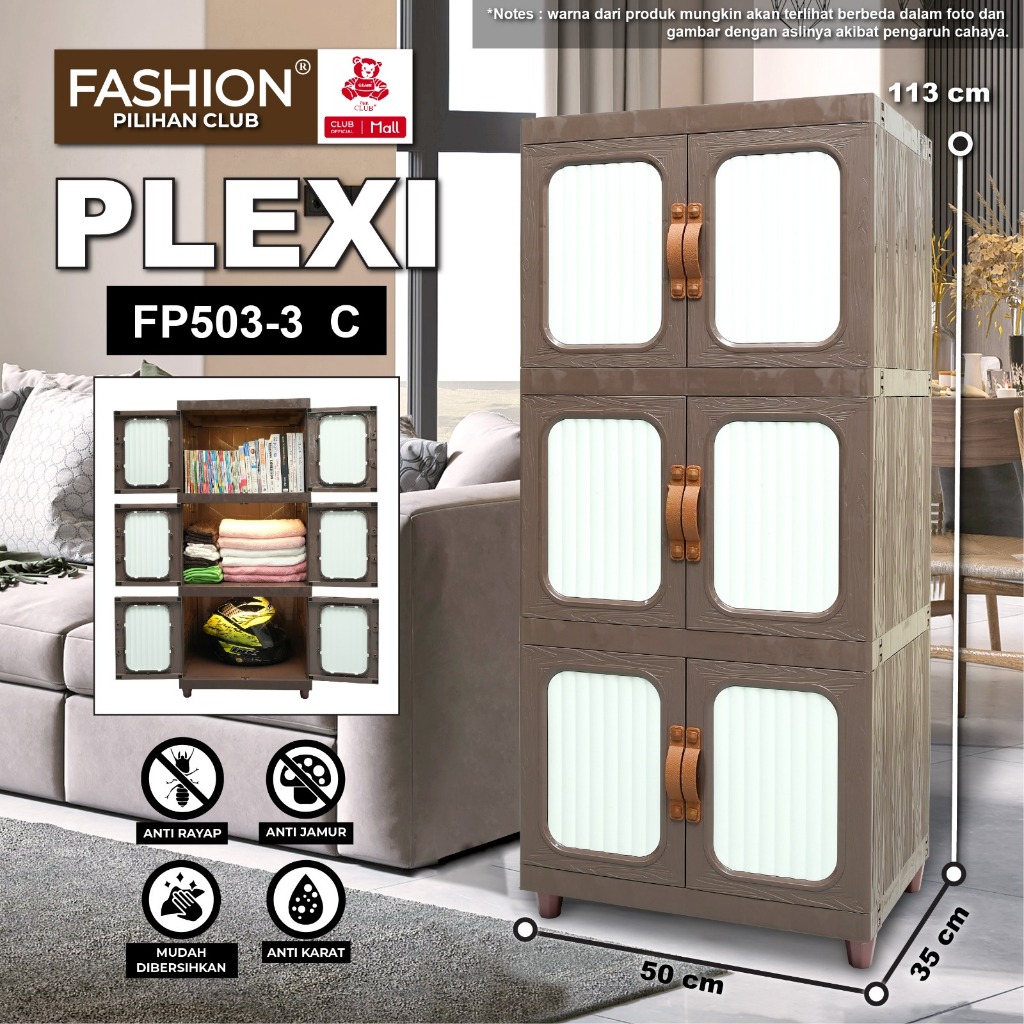 CLUB Plastik FP 503 Kabinet Baju Plastik - Kabinet Pakaian Plastik Susun - Lemari Kabinet Serbaguna