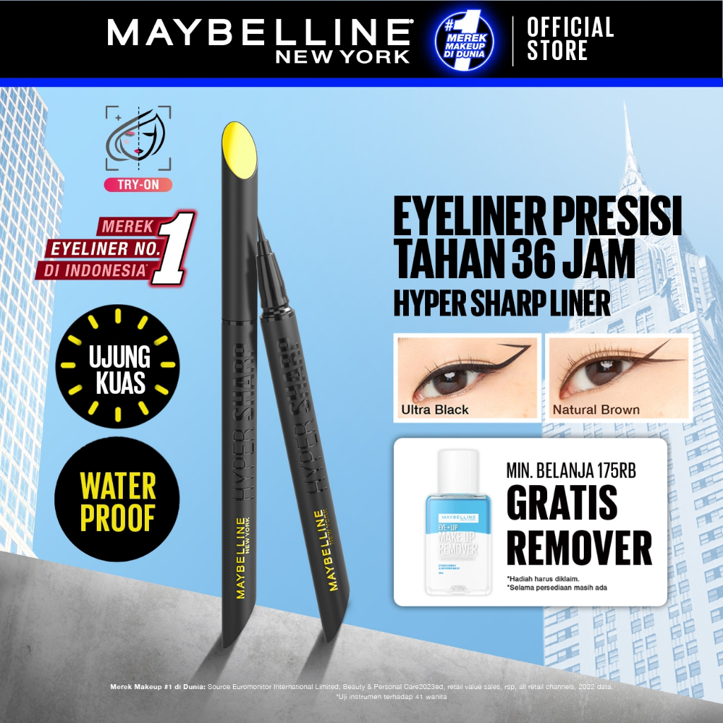 Maybelline Hypersharp Extreme Liquid Liner - 0.4gr (Eyeliner Eye Make Up Waterproof Tahan Air Long L