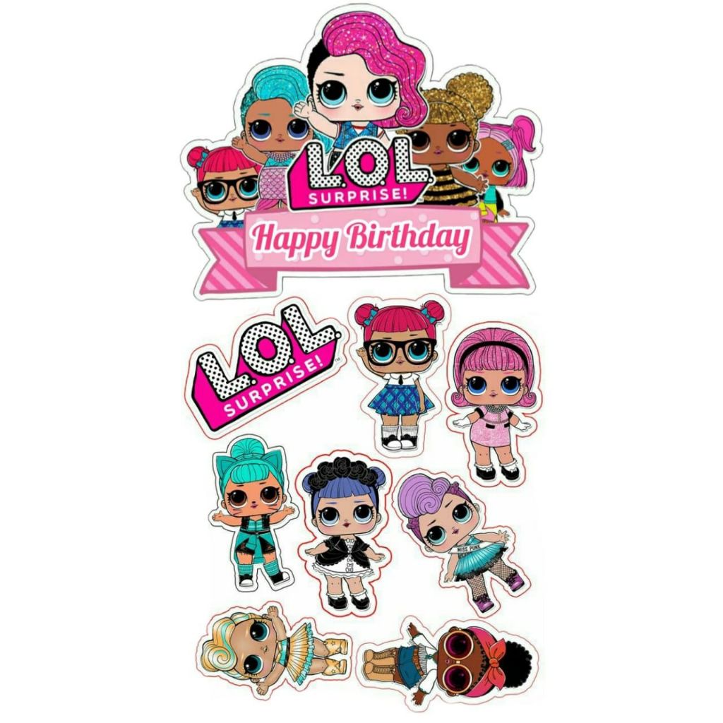 Topper LOL SURPRISE Custom Nama | Hiasan Cake LOL SURPRISE | Topper Kue LOL SURPRISE