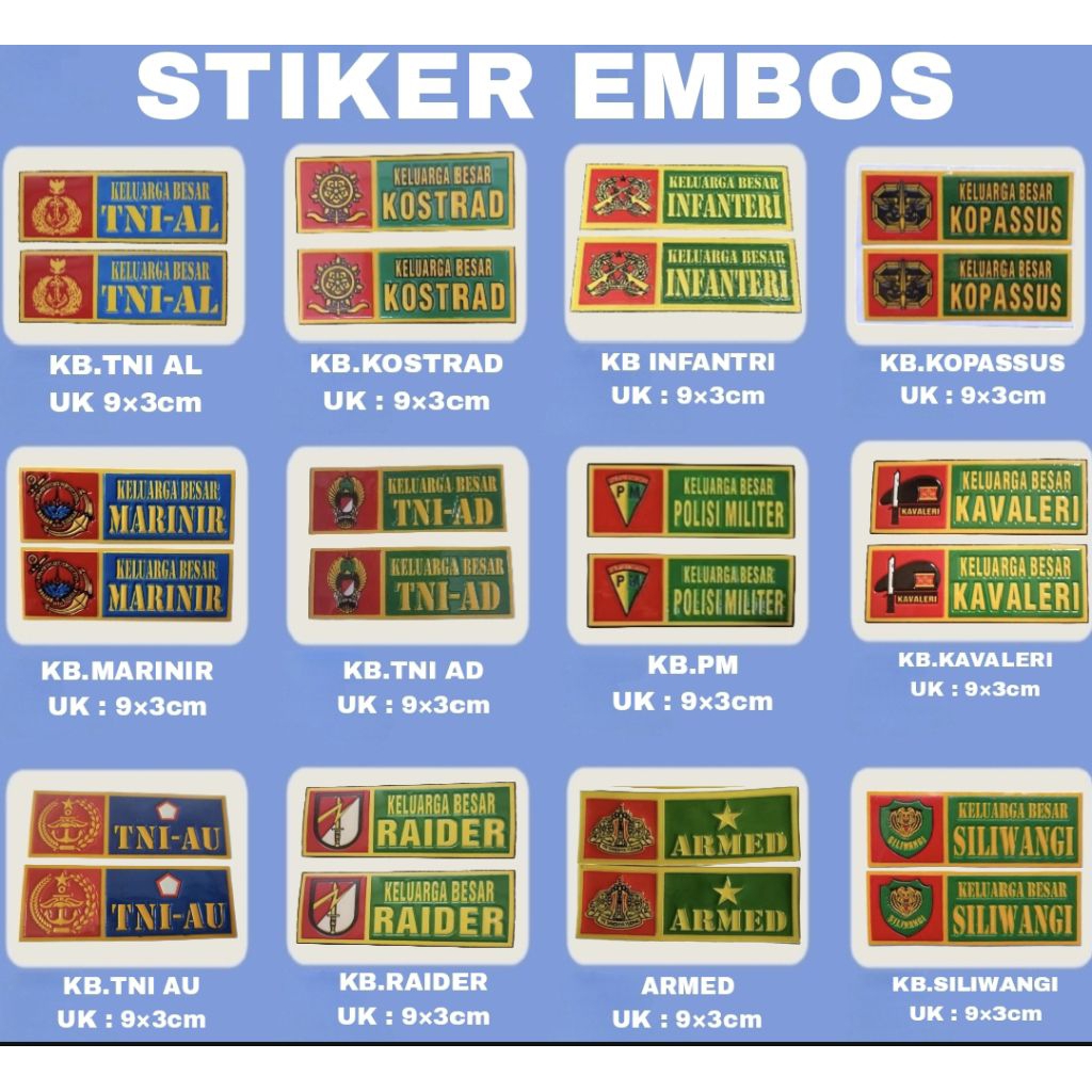 STIKEE EMBOS/STIKER TIMBUL/ STIKER EMBOS LOGO TNI/NOPOL TNI AU,NOPOL,MARINIR,NOPOL,TNI AL,NOPOL TNI 