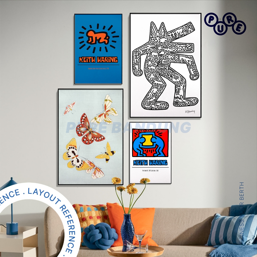 PURE BANDUNG – Poster Art Mix Keith Haring & Vintage Illustration Series | Wall Art Pop Art Retro Mo