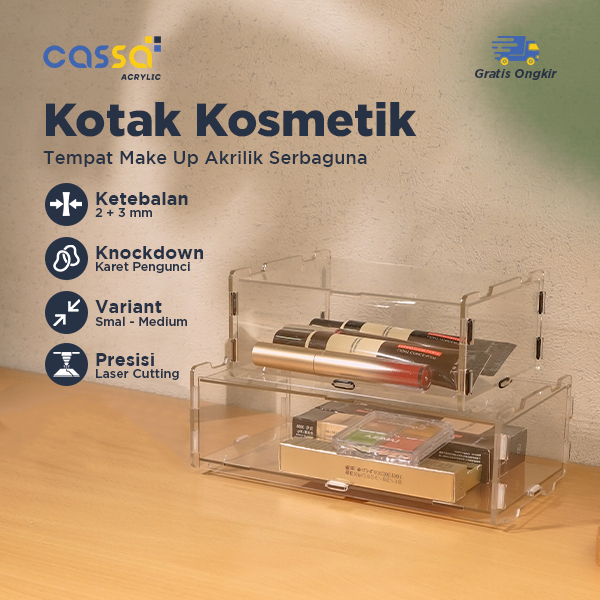 Kotak Kosmetik Akrilik Box Acrylic Make Up Organizer