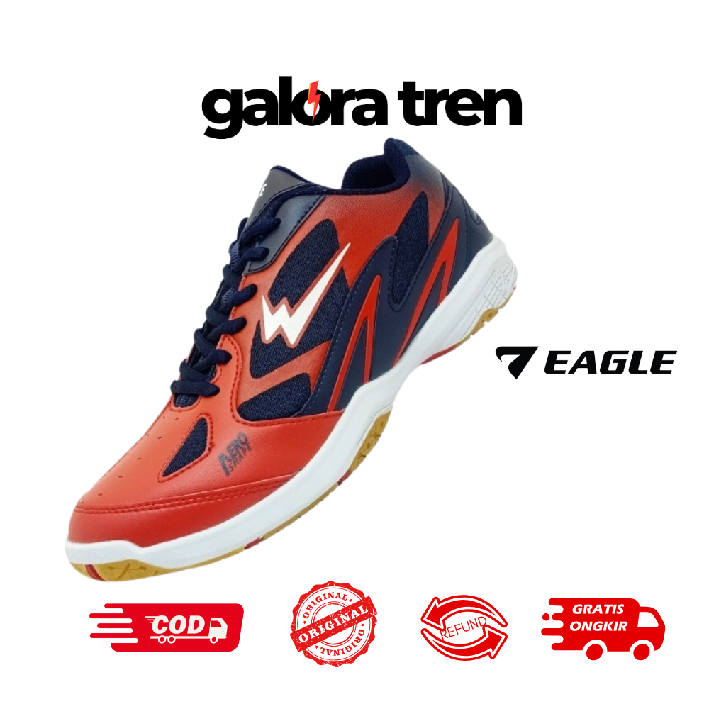 Eagle Sepatu Badminton SHOOT MERAH/BIRU TUA - Sepatu Badminton Original / Sepatu Badminton Unisex