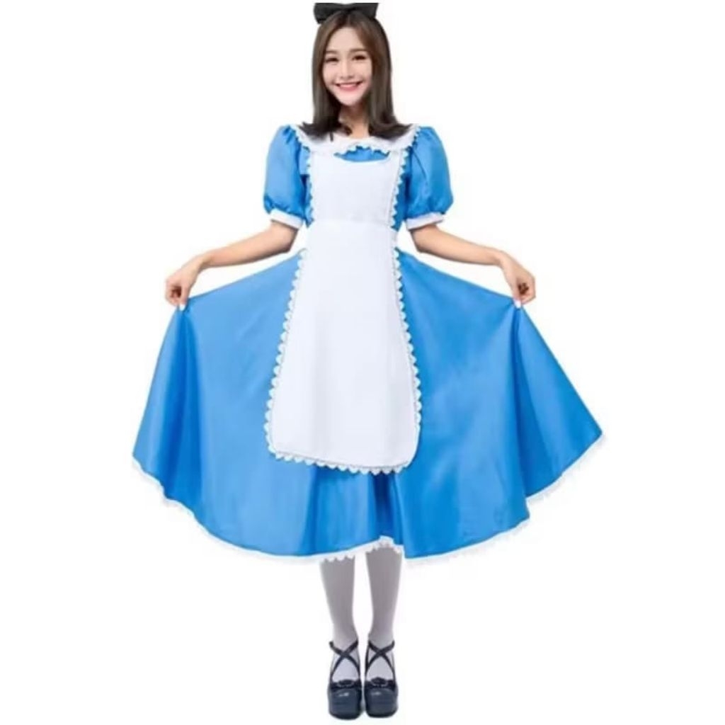 Kostum cosplay Maid Blue Alice dan mary//cosplay Alice//kostum cosplay anak Alice Wonderland dan dew