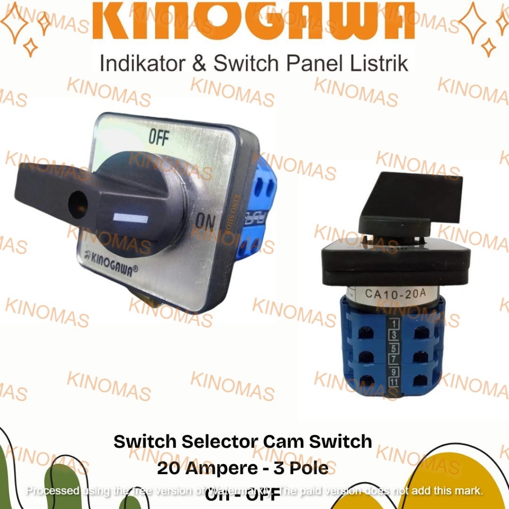 KINOGAWA Switch ON OFF 3P CAM SWITCH Saklar Putar Selector Ohm Saklar Panel Mesin Otomatis Saklar Pu