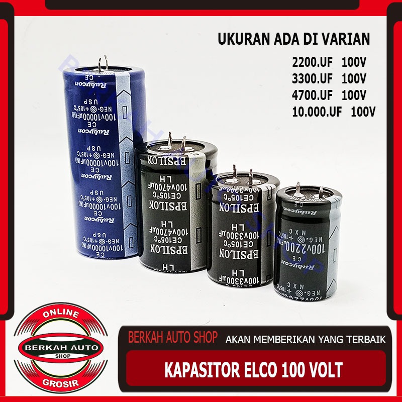 Kapasitor Elco elko 2200uf 3300uf 4700uf  10000uf  100v 100volt