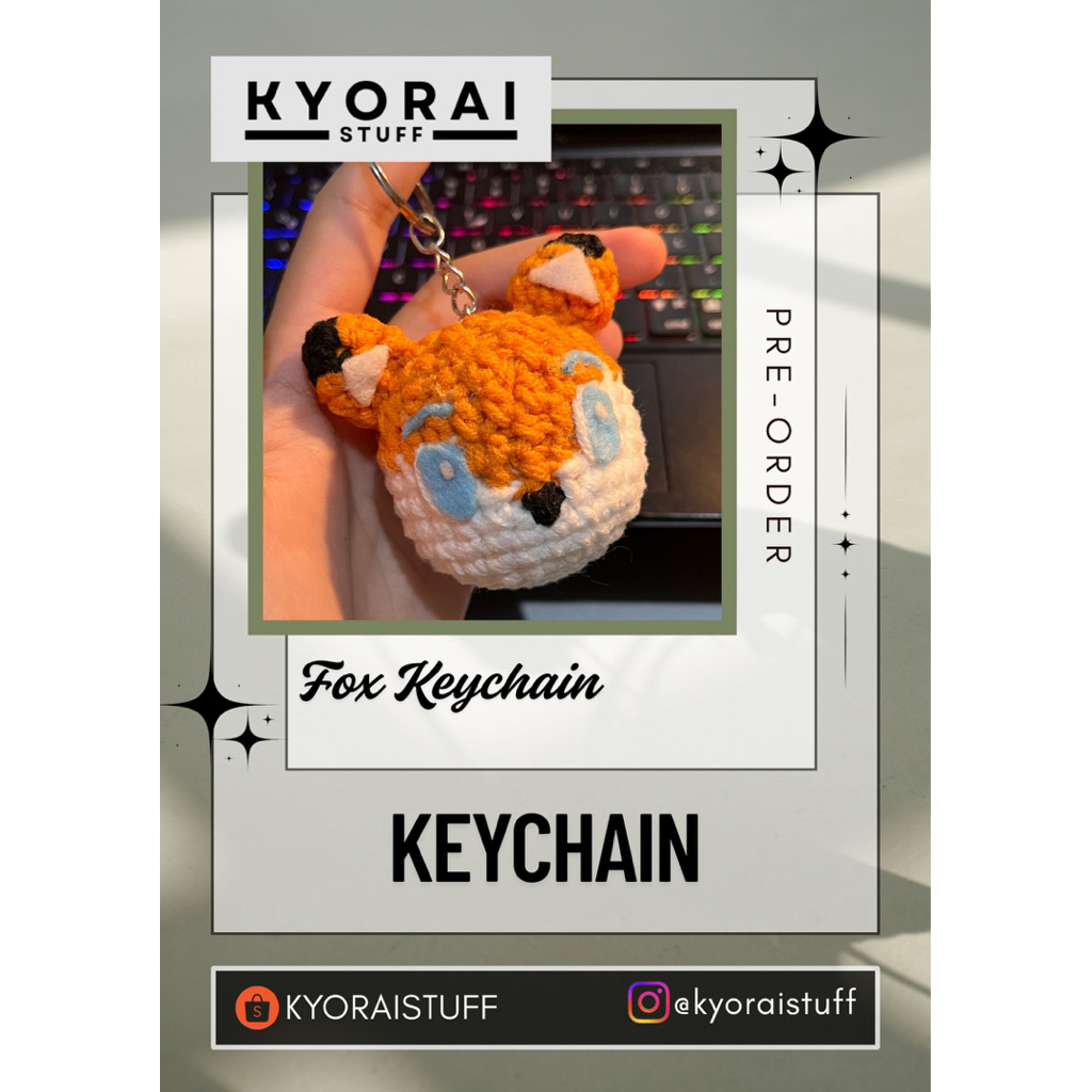 Crochet Fox Keychain / Gantungan Kunci Rubah Rajut / Gantungan Kunci Hewan / Amigurumi Keychain / Ga