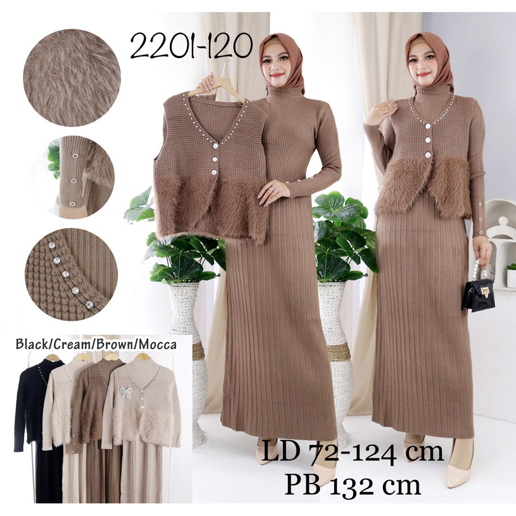 Dres -Set Gamis Rompi Rajut Wanita Muat dr Bb 40-80