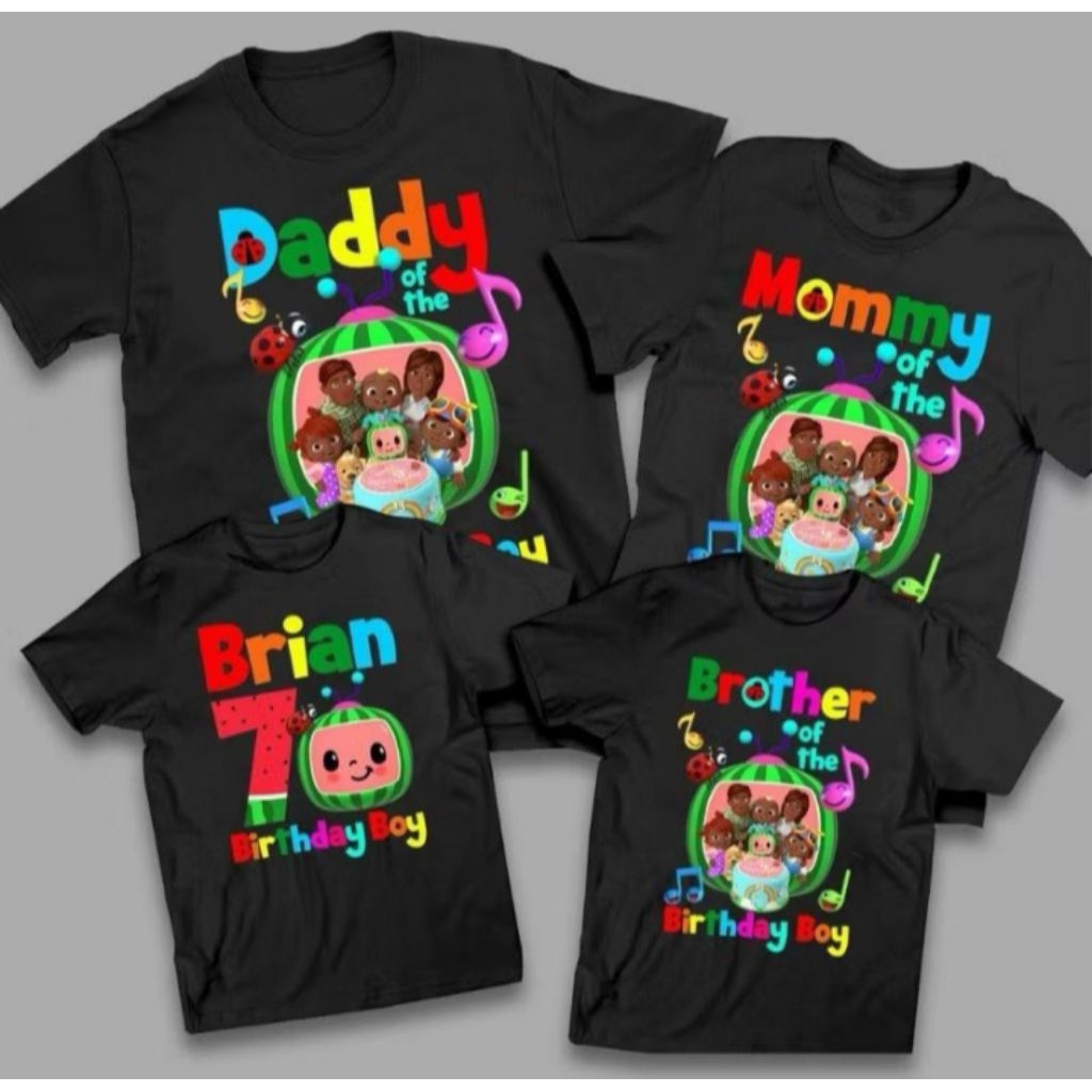 Kaos Birthday couple keluarga Cocomelon - pilih gambar - Tshirt cocomelon