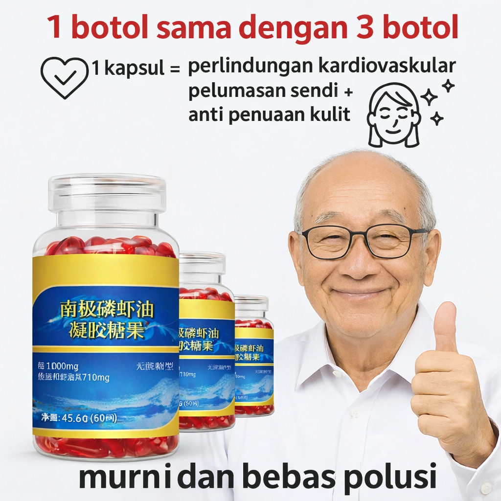 Beli 1 Gratis 1* Kapsul Minyak Krill Antartika (60 Kapsul) Kapsul Suplemen Astaxanthin Minyak Krill 