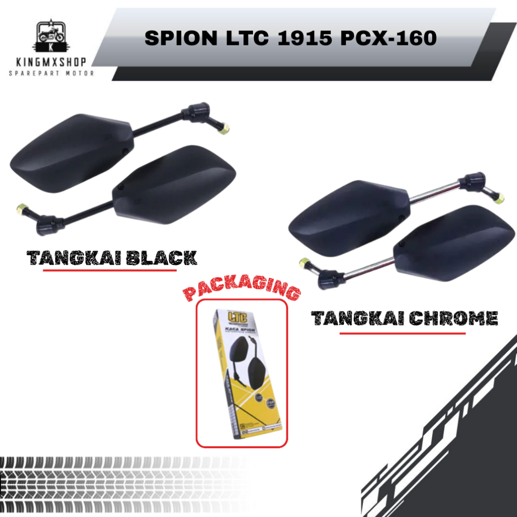 Kaca Spion LTC 1915 [ PCX - 160 ] { Warna : Black / Chrome }