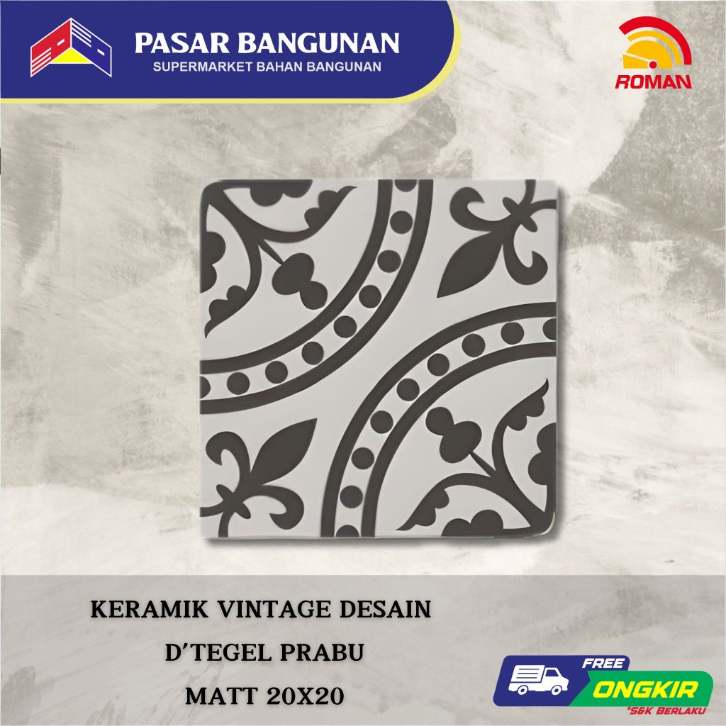 Keramik Tegel Motif Vintage ROMAN d'Tegel Prabu 20x20 Grade A RPA20207007 Archipelago Series