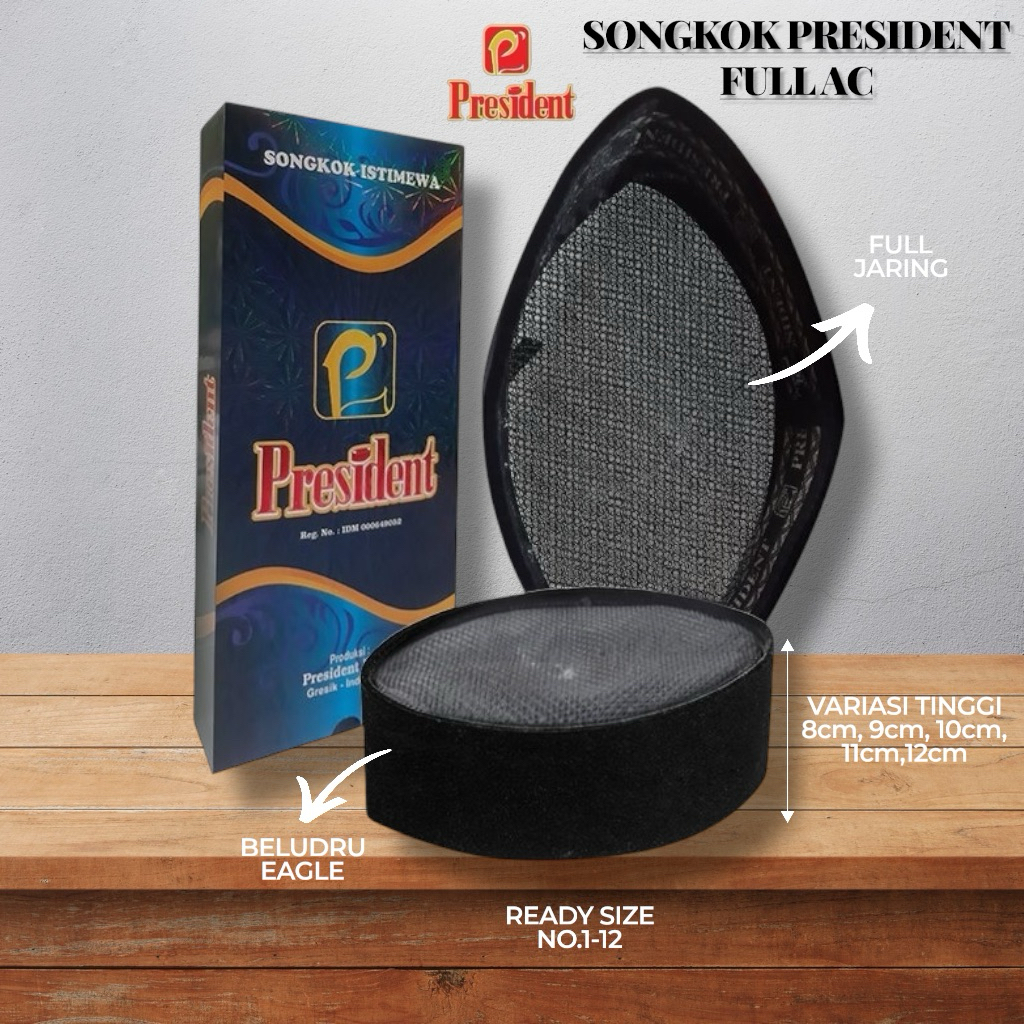PRESIDENT Songkok Full AC Kualitas Awing Peci President Original