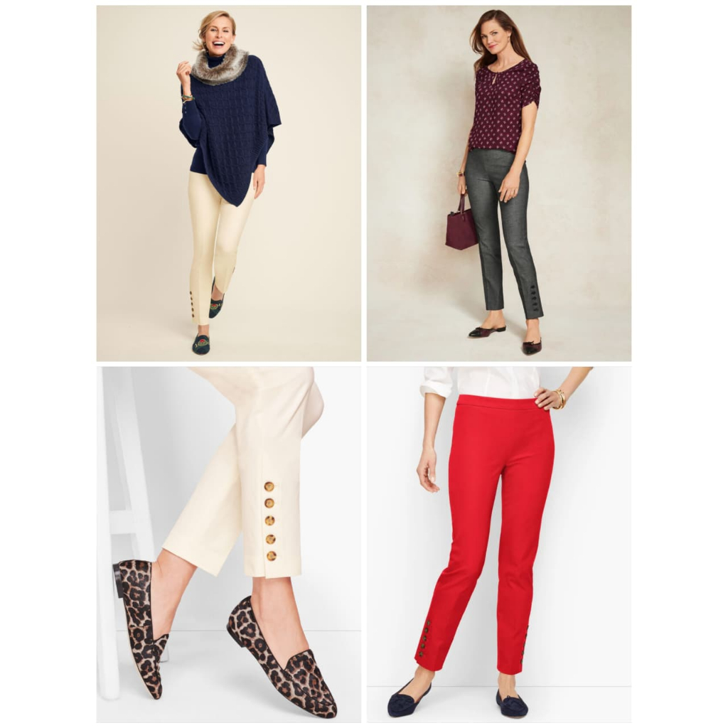 Celana Talbots Chatham Button Hem and Stripe ankle pants