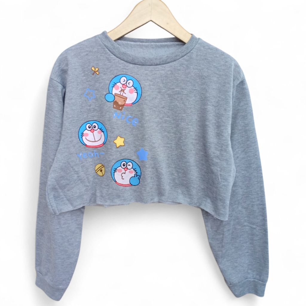 Sweater lucu crewneck doraemon crop (pre loved)