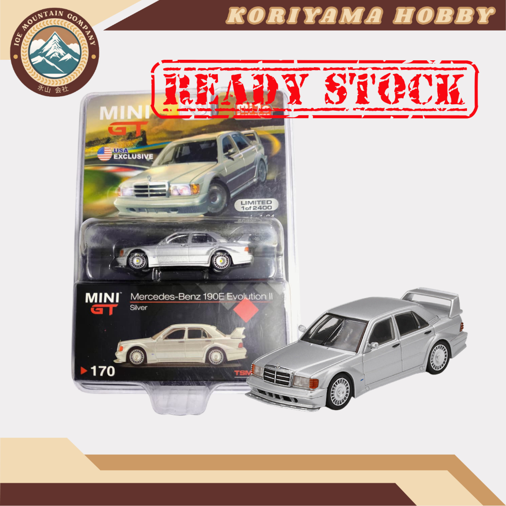 Mini GT 170 1:64 Mercedes-Benz 190e Evolution Silver MiniGT Blister