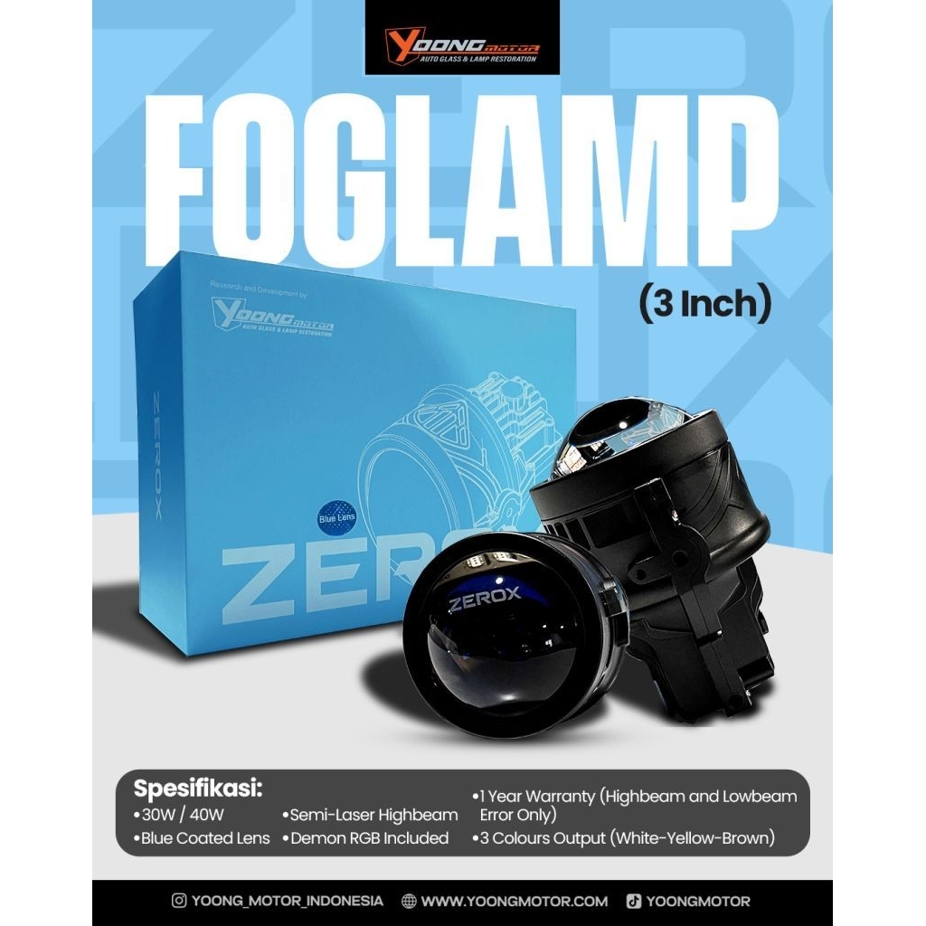 FOGLAMP PROJECTOR BILED 3 COLOURS 3 INCH