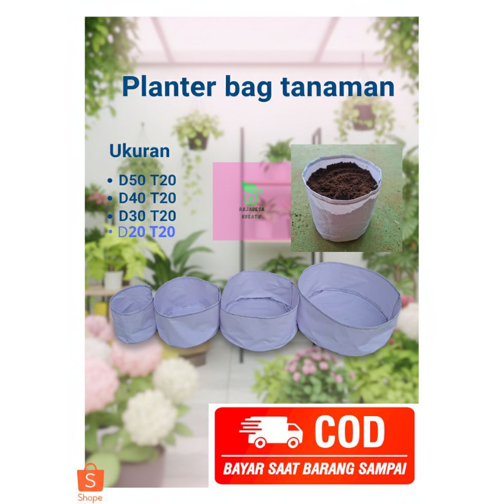 Pot Tanaman Planter bag raisedbag Terpal putih kuat tahan lama untuk tanaman sayuran buah-buahan