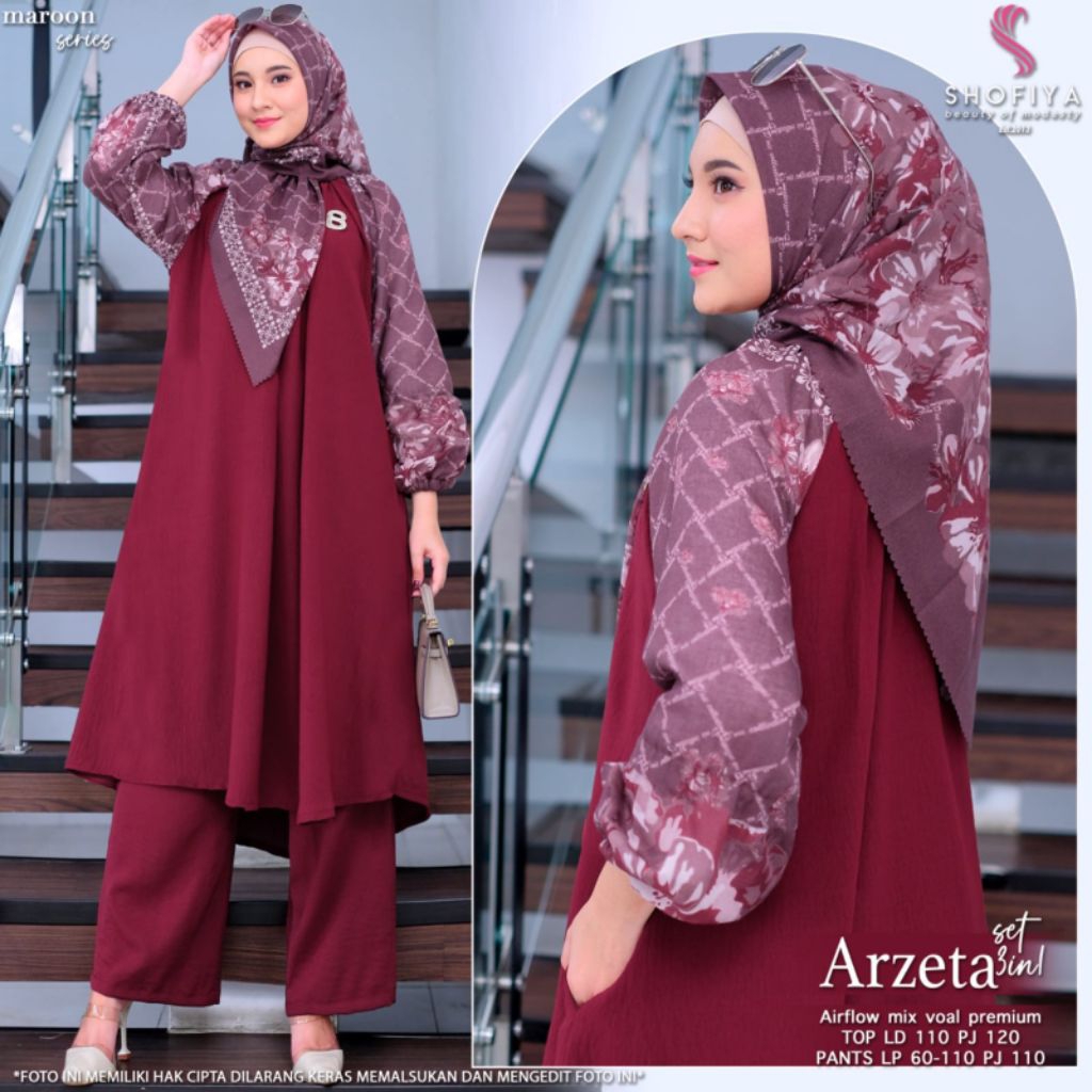 [NEW] SETELAN ONESET ARZETA 3IN 1 BY SHOFIYA JUMBO DAN STANDAR BAHAN AIRFLOW MIX FOAL PREMIUM // FAS