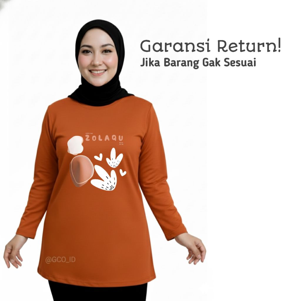 Zolaqu Original Official Lengan Panjang Terbaru 2026 M-L-XL-XXL Oren Merah Bata Style Oversize Wanit