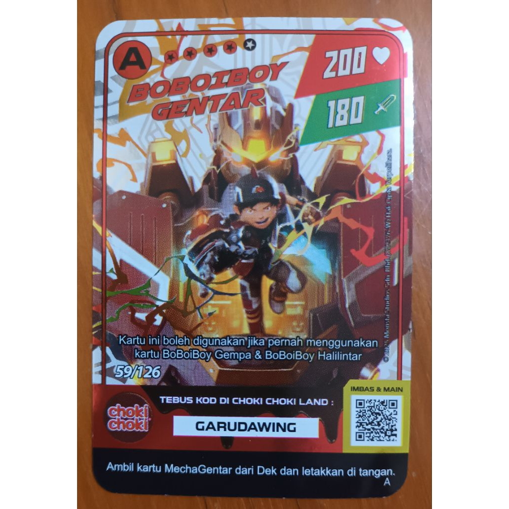 Monsta Galaxy Card Boboiboy Choki Choki Boboiboy Gentar Tier A Foil