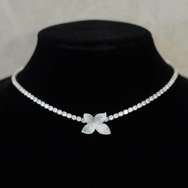 VERONA NECKLACE - ELGRALUXE - Cubic Zircon Crystal Premium Titanium Tennis Necklace