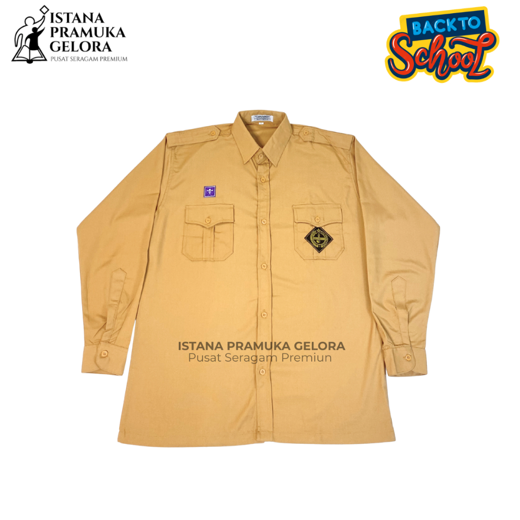 (PREMIUM) Seragam Pramuka SD/ SMP Penggalang Lengan Panjang Baju Pramuka SD/ SMP Kemeja Pramuka SMP 