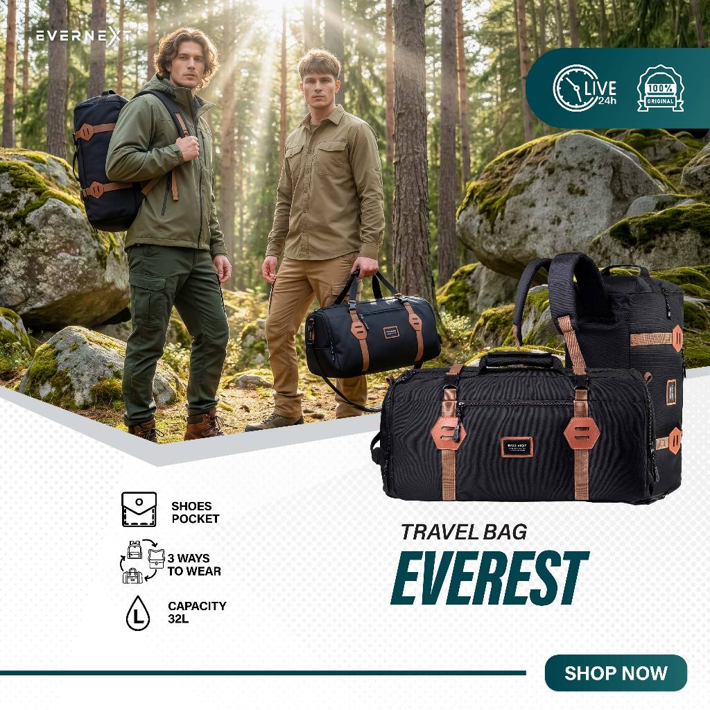 Evernext - Tas Travelbag Pria Tas Gym Tas Mudik Tas Pulang Kampung Tas Olahraga Everest Backpacker