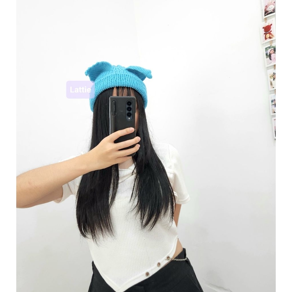 HANDMADE KITTY BEANIE CAT EAR LOVERBOY HAT/HENDERY WAY V NCT/JISUNG NCT DREAM/NCTZEN/NCT127/TOPI KEL