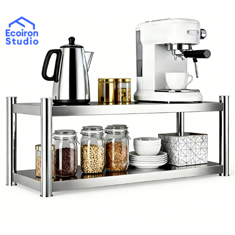 EcoIron Studio SUS 304 Rak Dinding Dapur Stainless Steel Rak Oven Microwave Rak Bumbu Rak Dinding