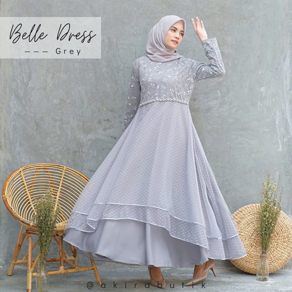 Belle Dress Satin Velvet Mix Brokat Tile - Dress Kondangan Mewah - Baju Bridesmaid & Wisuda