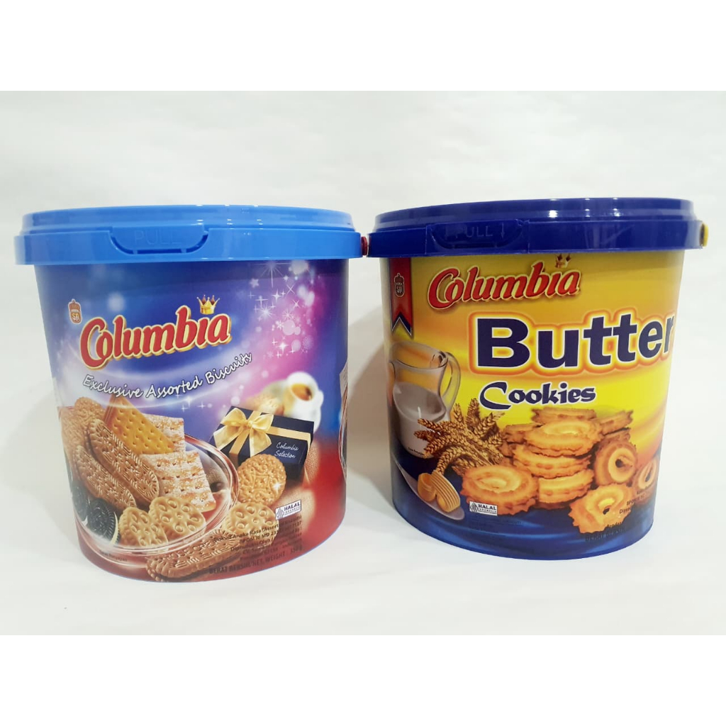 Columbia Biskuit Enak Cemilan Kue Kering Anak Dewasa Lebaran Butter Cookies Assortment 400gr Ember