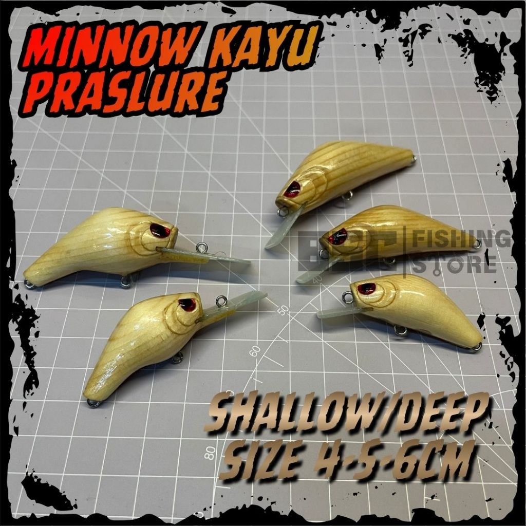 MINNOW KAYU PRASLURE UMPAN CASTING HAMPALA AIR KERUH
