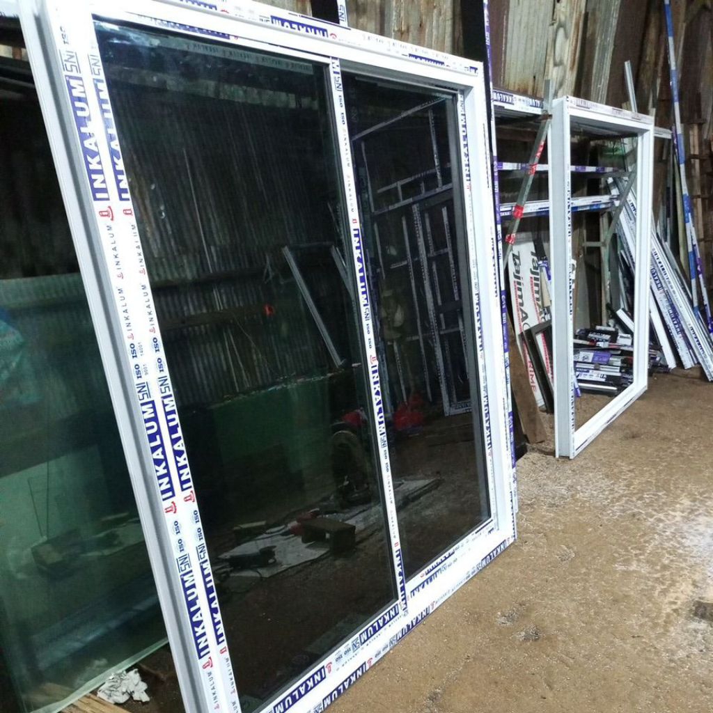 fulset kusen jendela alumunium sleding dor kusen yg 4 in bahan inkalum ukuran L180X T190ferrPackingk