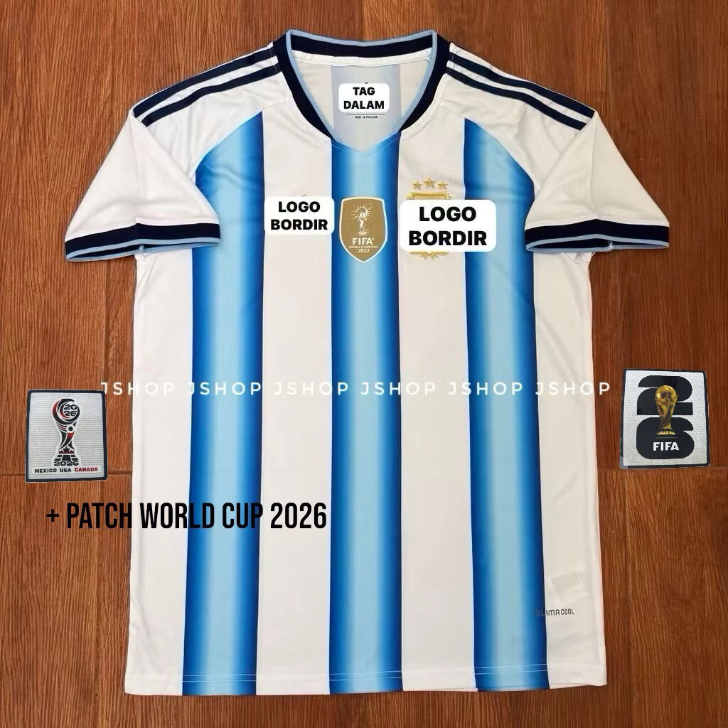 JERSEY BAJU BOLA ARGENTINA HOME 2026 JERSEY BOLA PIALA DUNIA + PATCH WCC