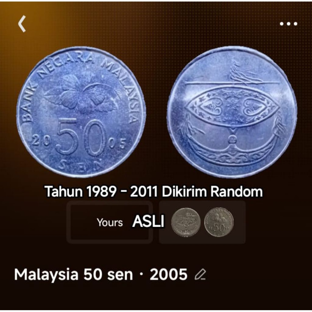 koin kuno 50 Sen Malaysia seri layangan Koleksi Logam Coin Lama Jadul Antik Langka Asing Luar Negeri