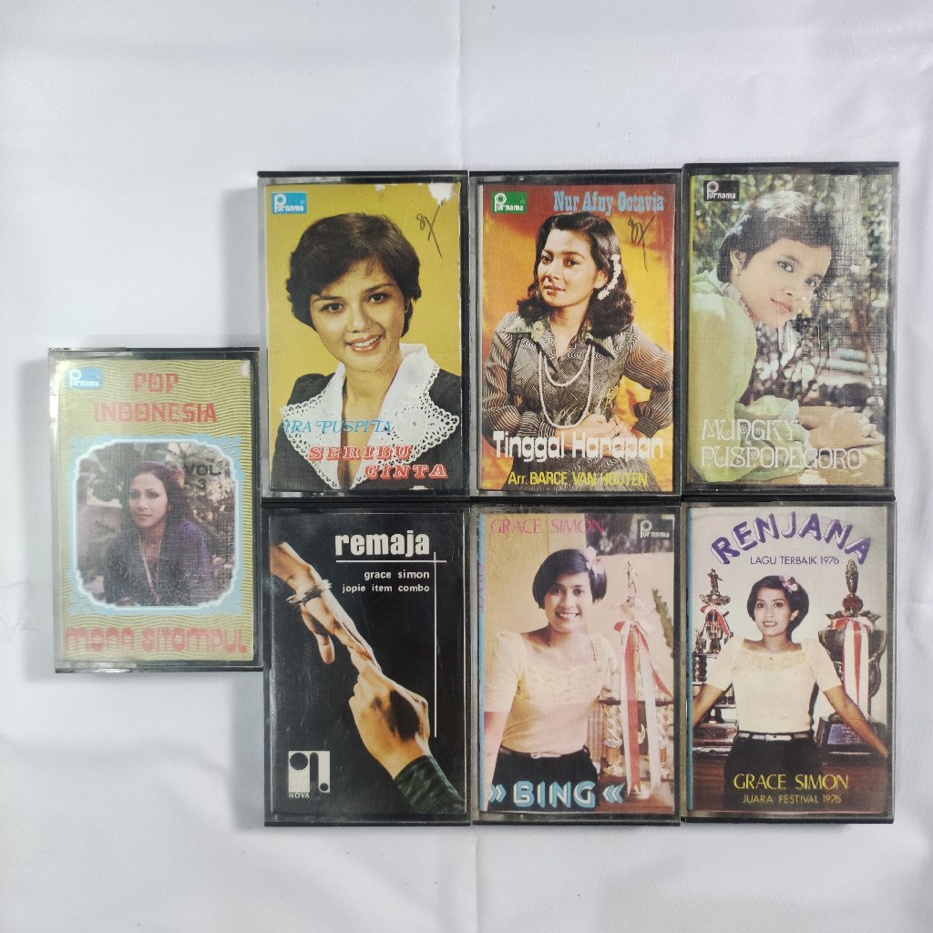 Kaset Pita Indonesia Jadul Vintage Pop Melayu Cassette Purnama Grace Simon Mona Sitompul Nur Afny Oc