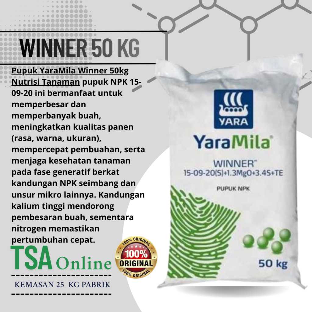 PUPUK YARAMILA WINNER KEMASAN 50 KG ORIGINAL PABRIK