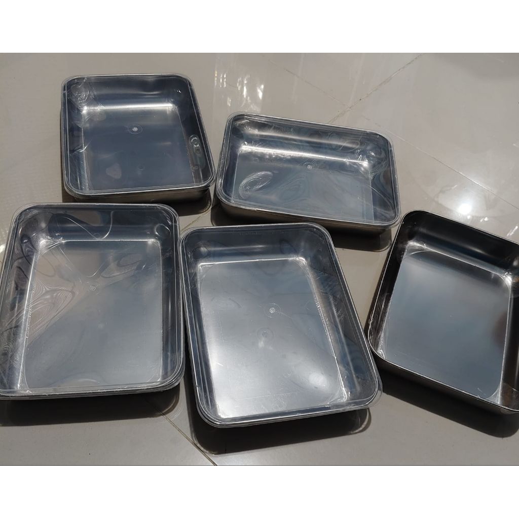 Food tray nampan stainless dengan tutup plastik