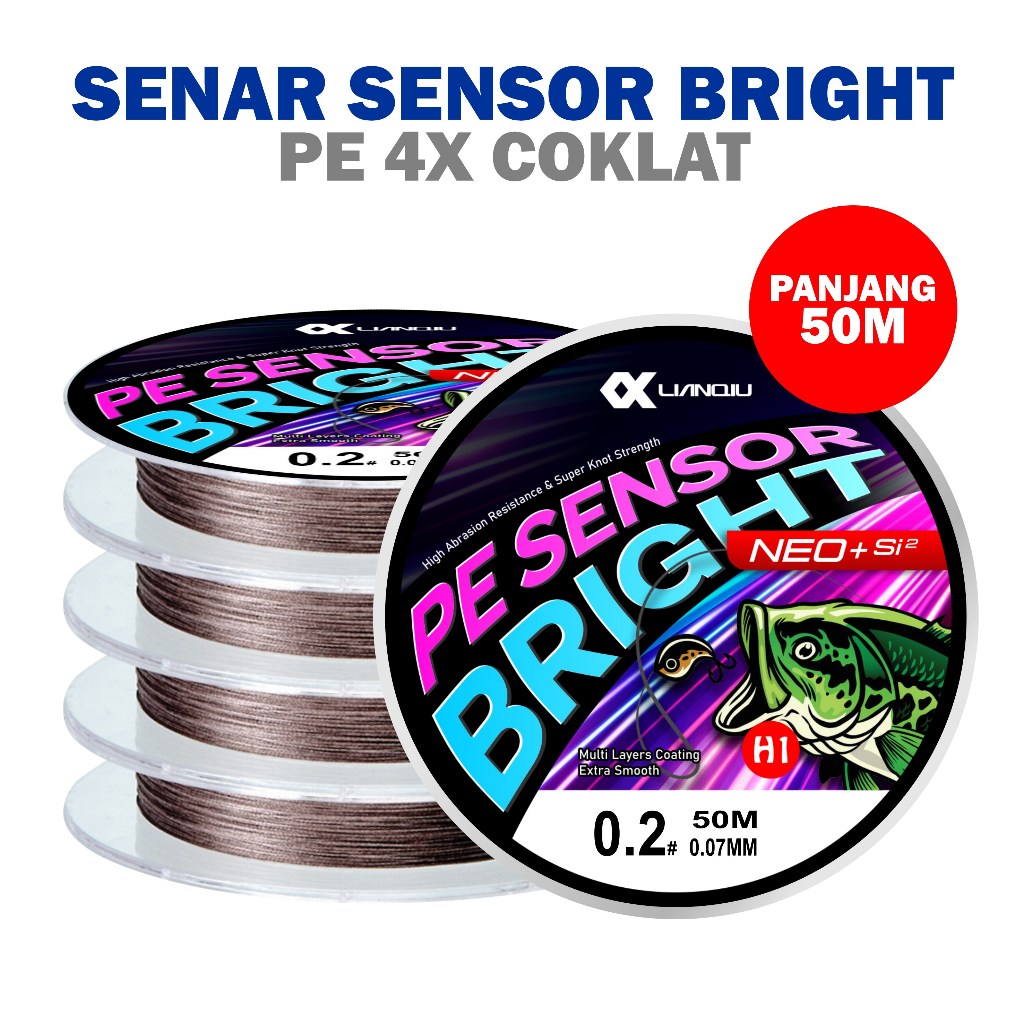 PANCING PEMULA - Tali Pancing 50m Senar Pancing PE Sensor Bright NEO+si2 Coklat