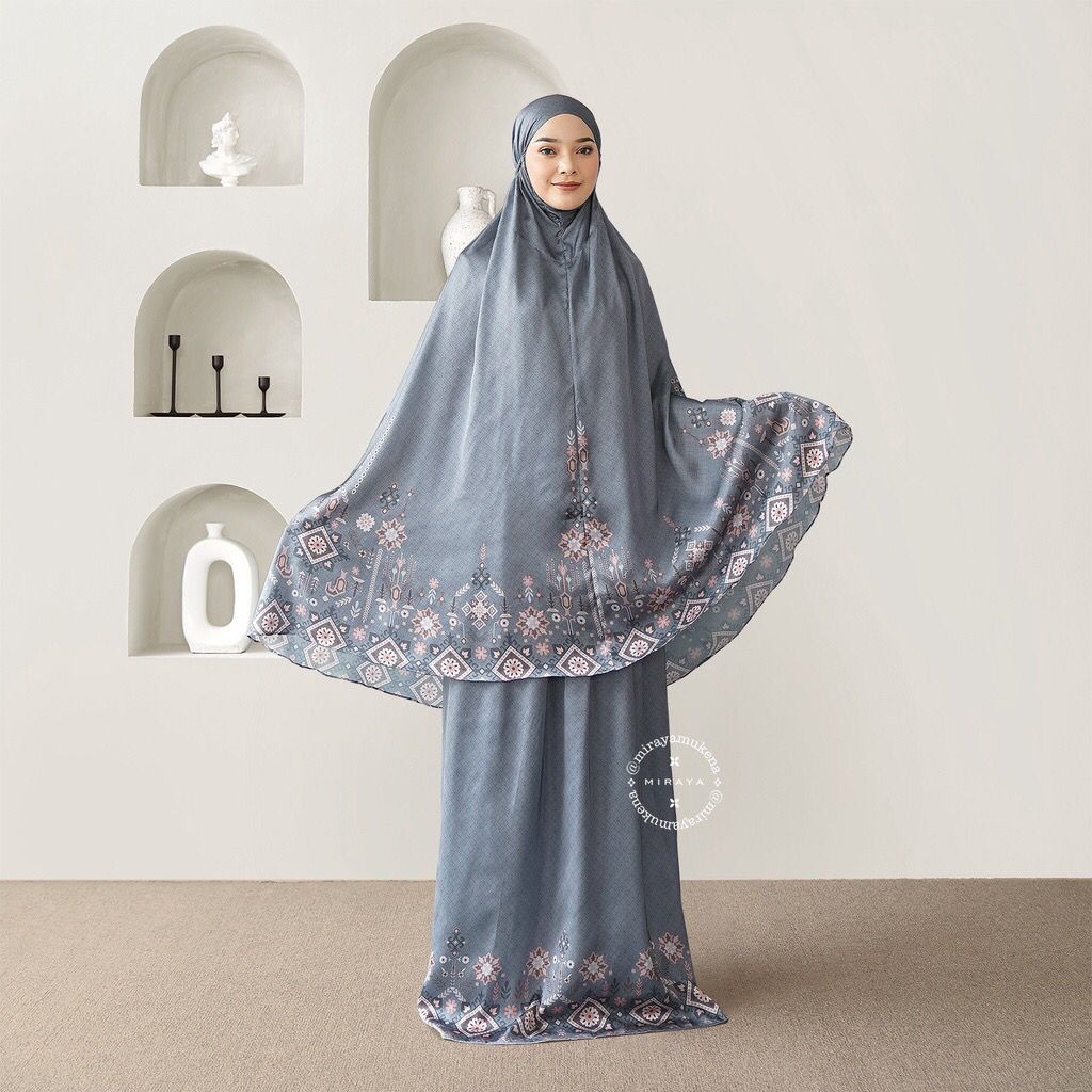 Mukena Travel Printing Miraya Folk Denim