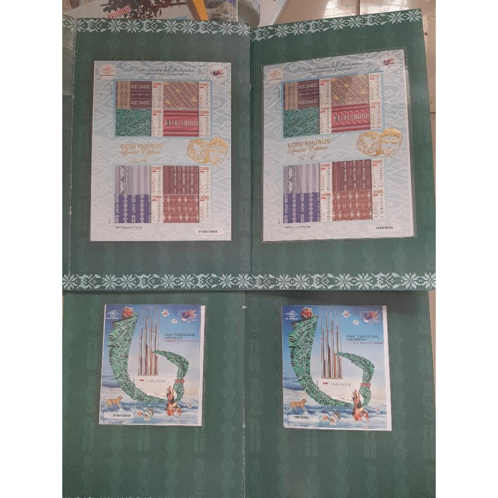 Kemasan Filateli Special Edition 2012 full set kain tradisional 4 sheet prangko perf imperf