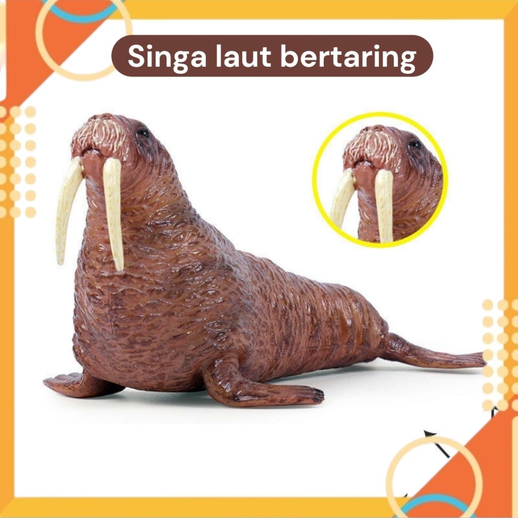 Mainan Animals Singa Laut Bertaring Figure Walrus Mainan Hewan Laut Singa
