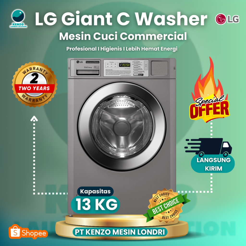 Mesin Cuci Komersial LG Giant Max kapasitas 13 kg Front Loading - 100% Original - Garansi 2 Tahun