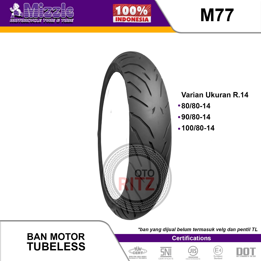Ban Motor Mizzle Tubeless Ring 14 M77 - Ban Motor Matic Tubeless Ring 14
