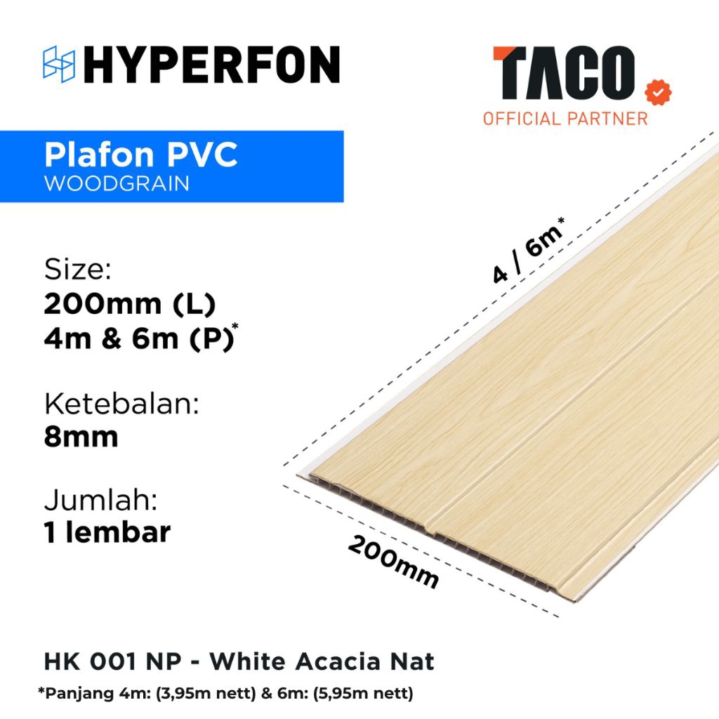 Hyperfon Plafon PVC Doff - HK 001NP White Acacia Nat