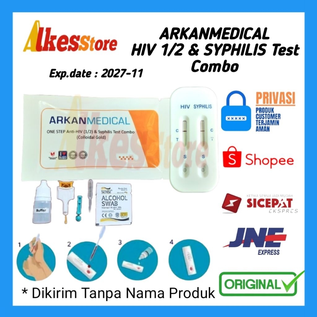 1 Set Paket Combo Hiv & Syphilis Mandiri - Alat Tes Hiv dan Sifilis Combo Arkan medical,Is,indec Ori