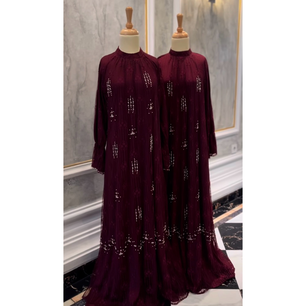 Dress Javina Qonita Luxury Dress Burgundy